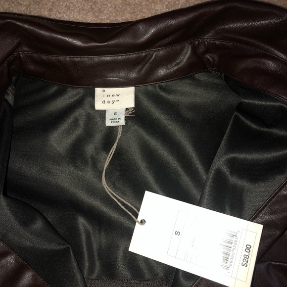 Target A New Day Brown Faux Leather Button Down - Picture 4 of 4